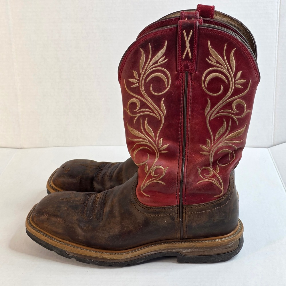 Twisted X WLCS003 Work Boots‎ Womens 8B Brown Red Fair Steel Toe Western Safety